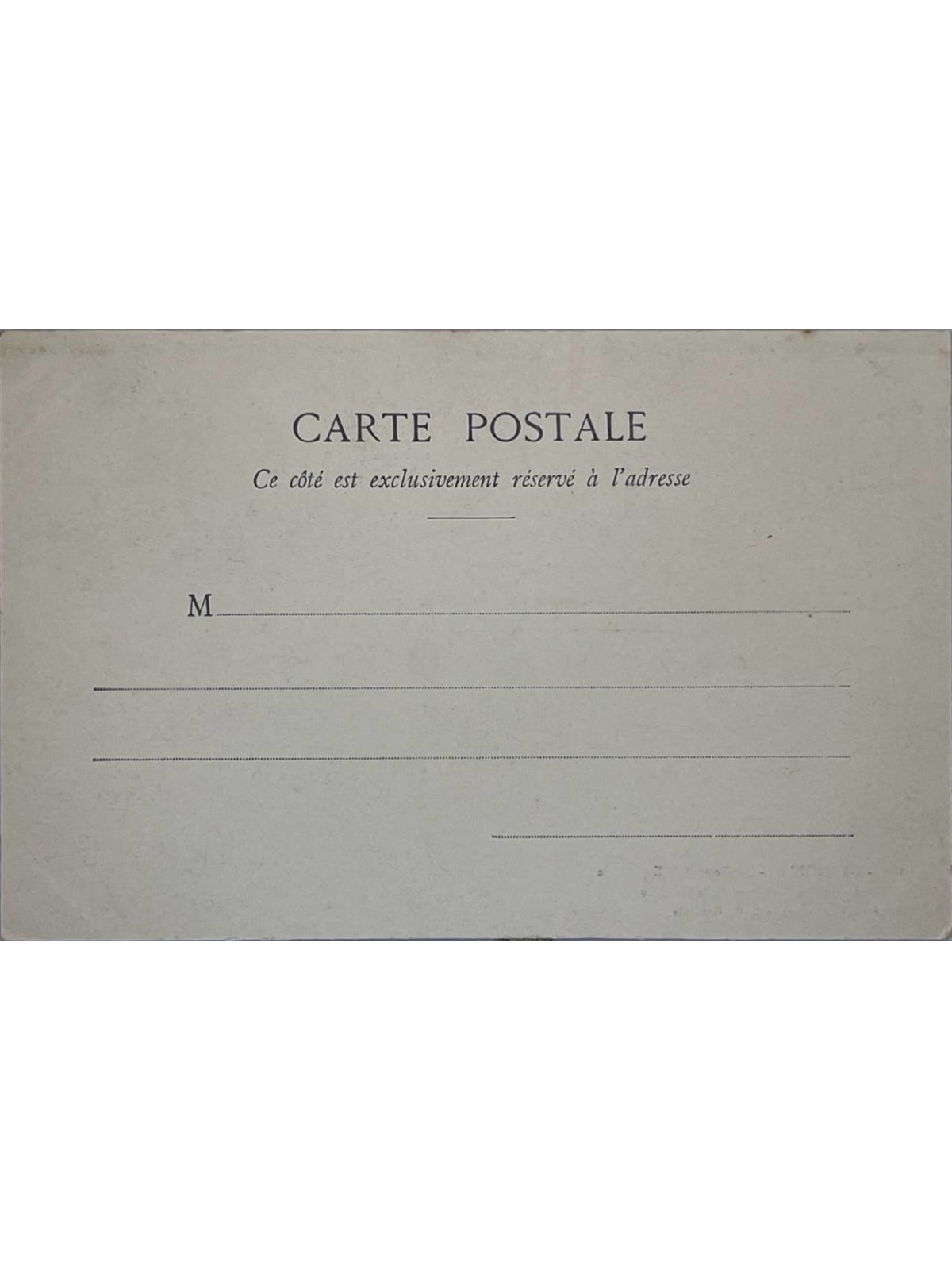 Verso de la carte postale