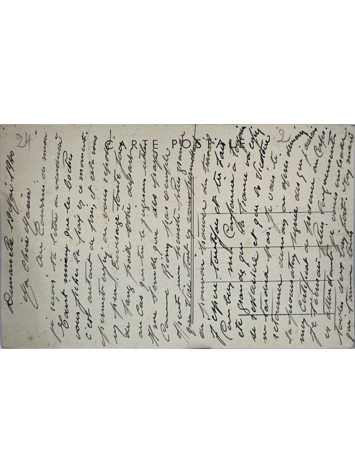 Verso de la carte postale