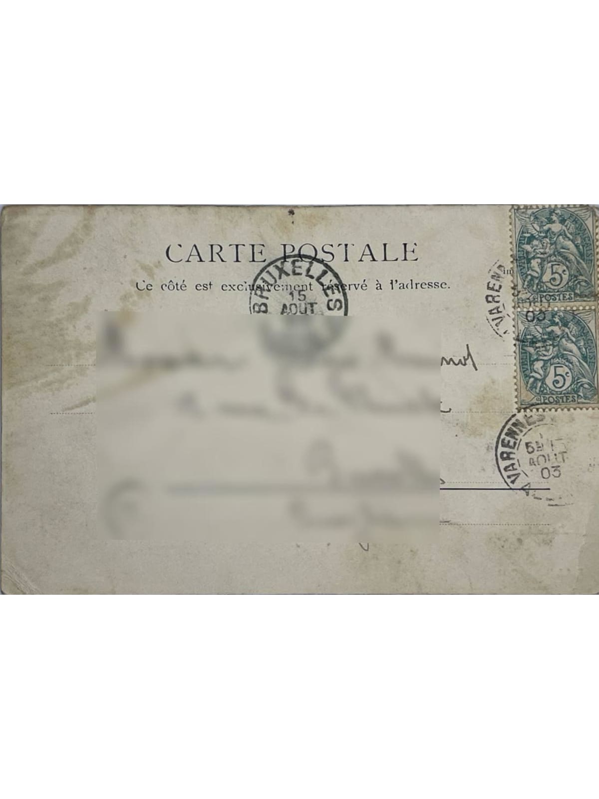 Verso de la carte postale