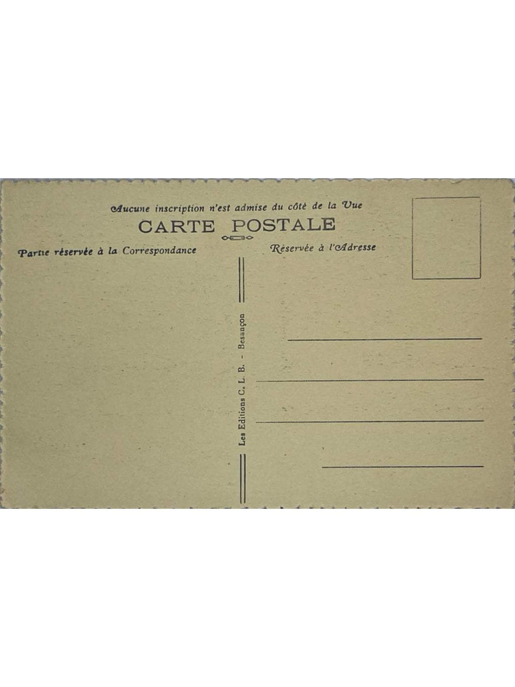 Verso de la carte postale