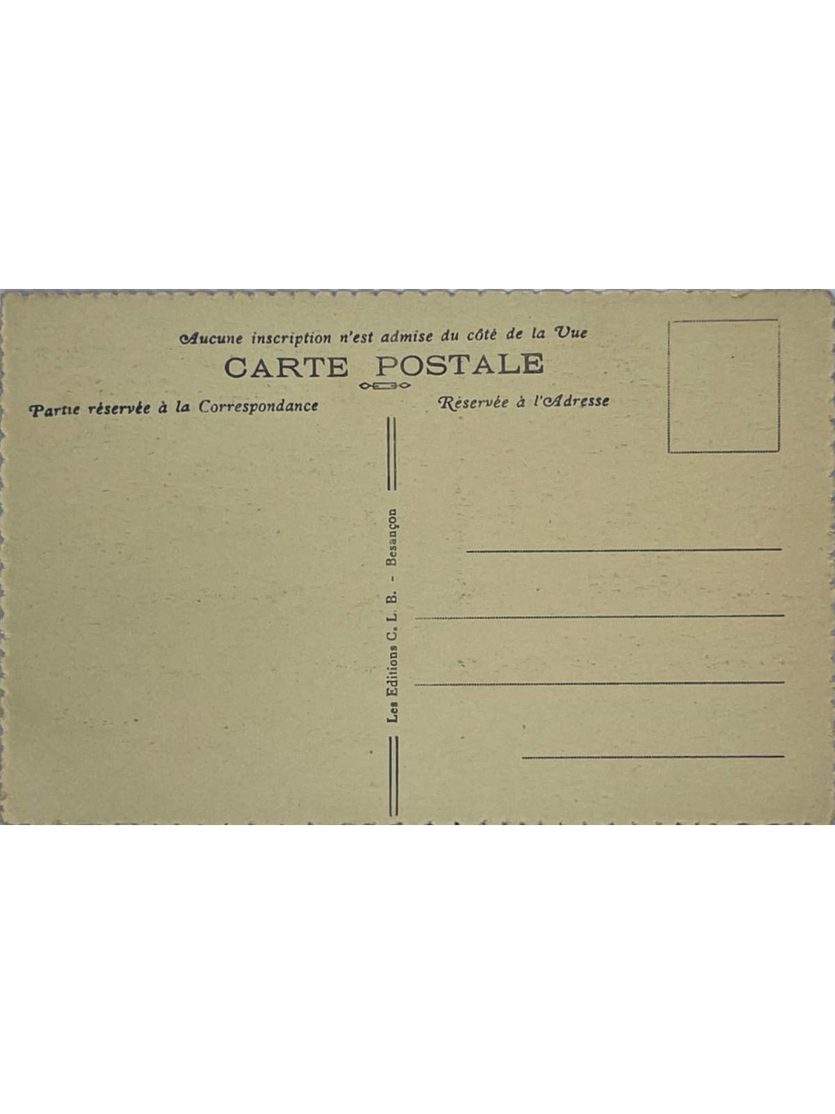Verso de la carte postale