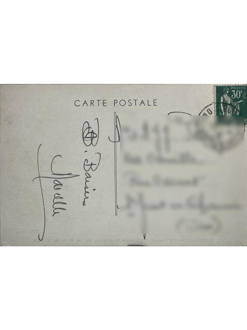 Verso de la carte postale