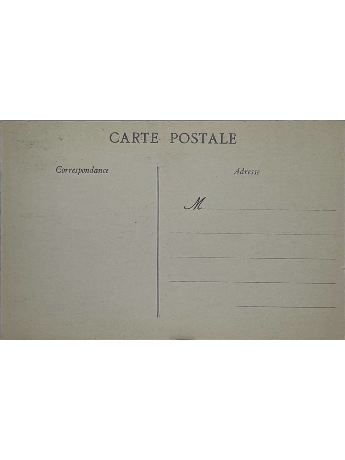 Verso de la carte postale