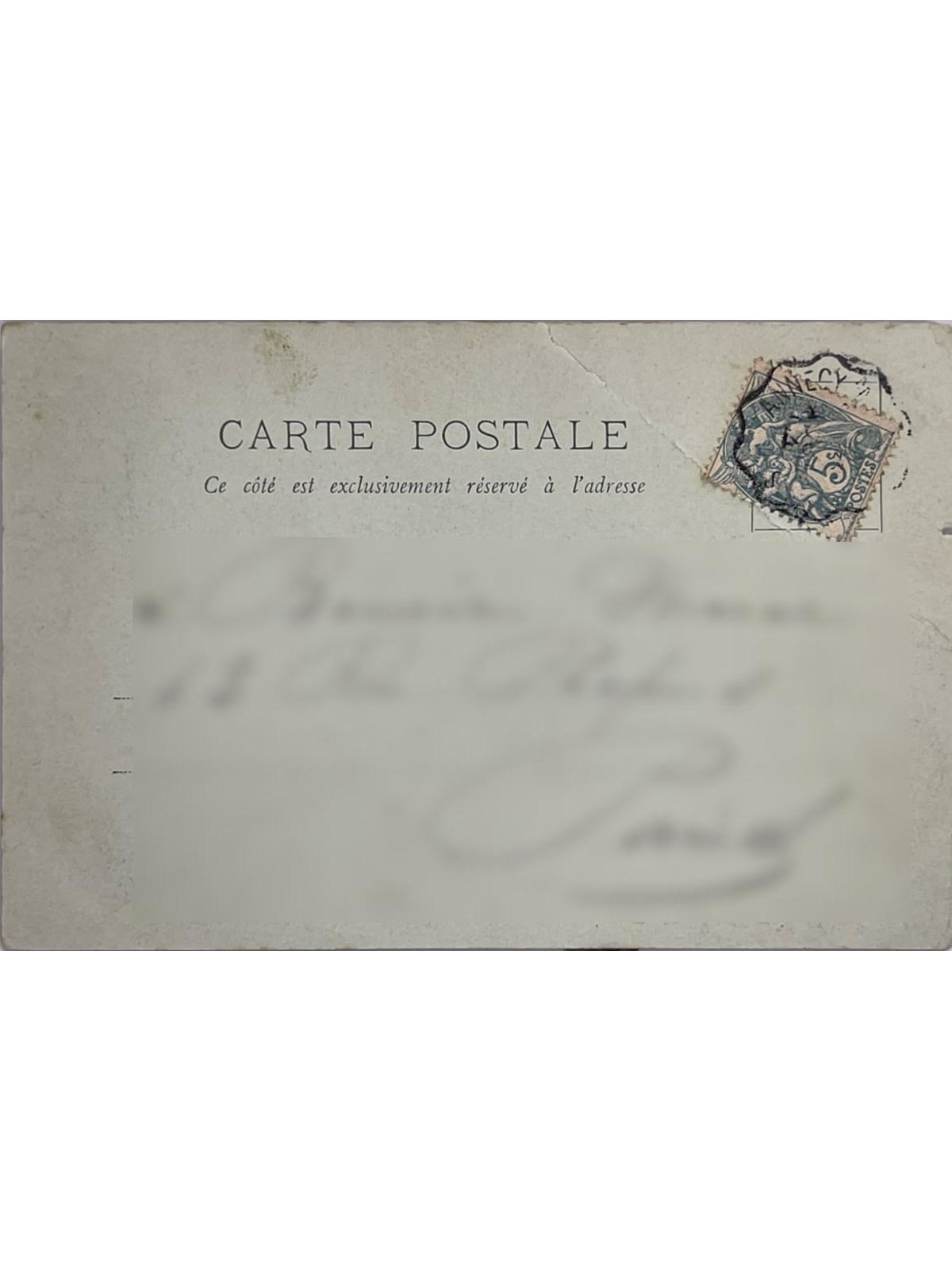 Verso de la carte postale