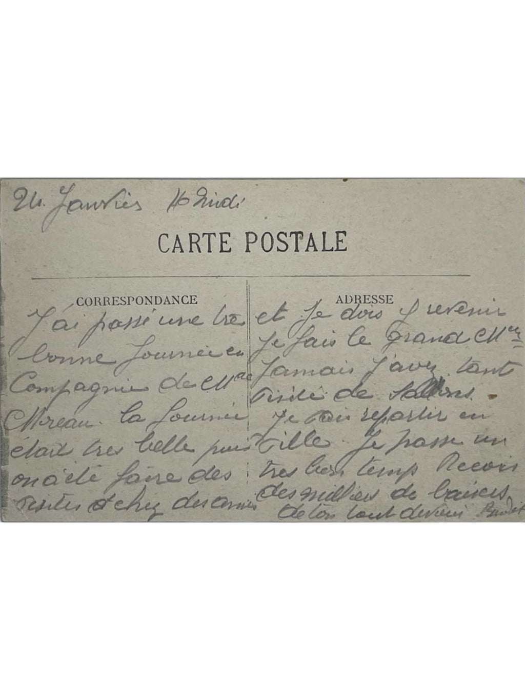 Verso de la carte postale