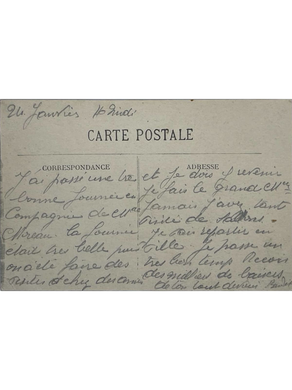 Verso de la carte postale