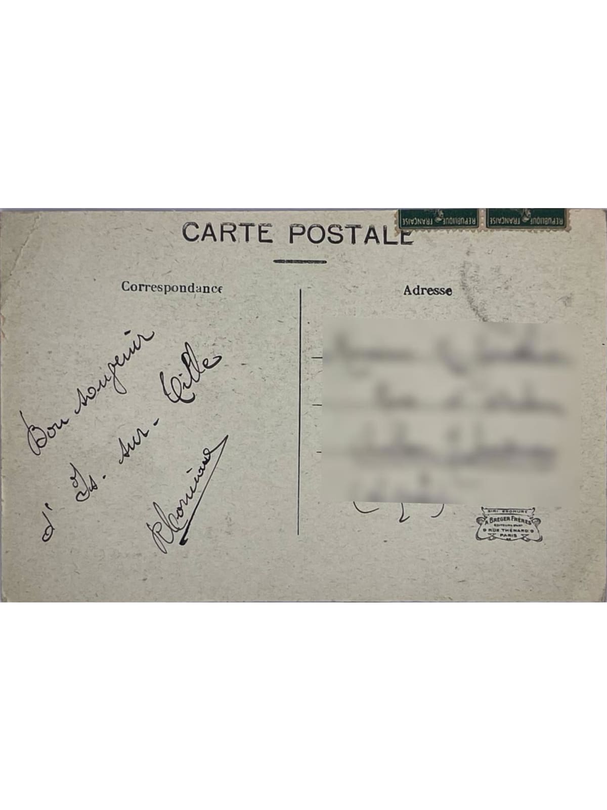 Verso de la carte postale