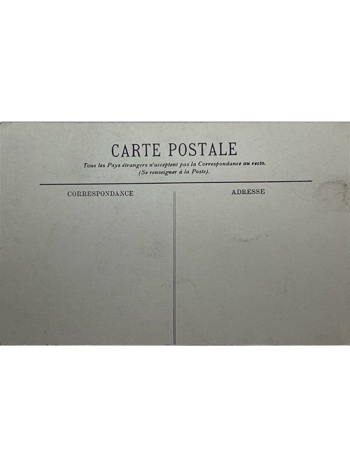Verso de la carte postale