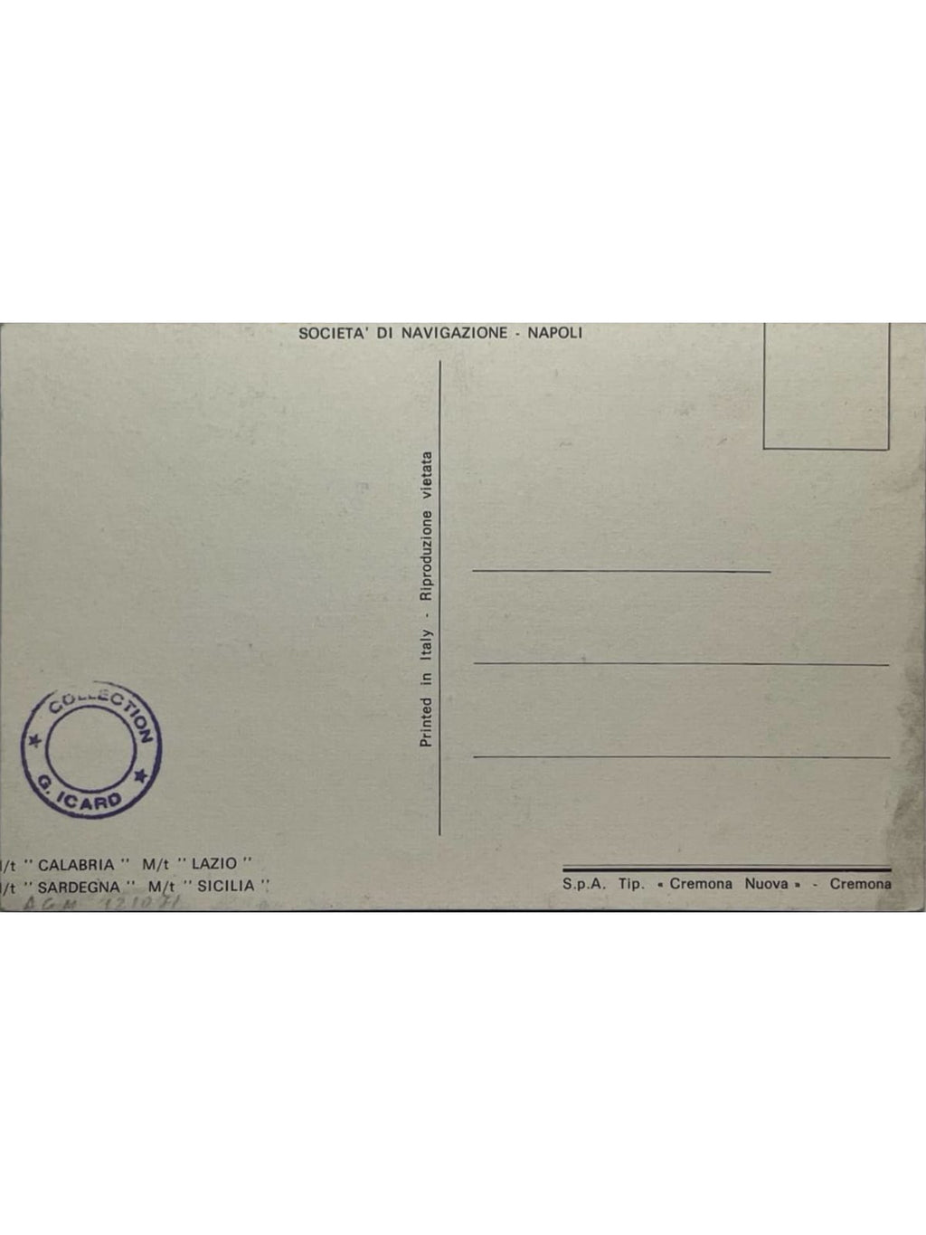 Verso de la carte postale