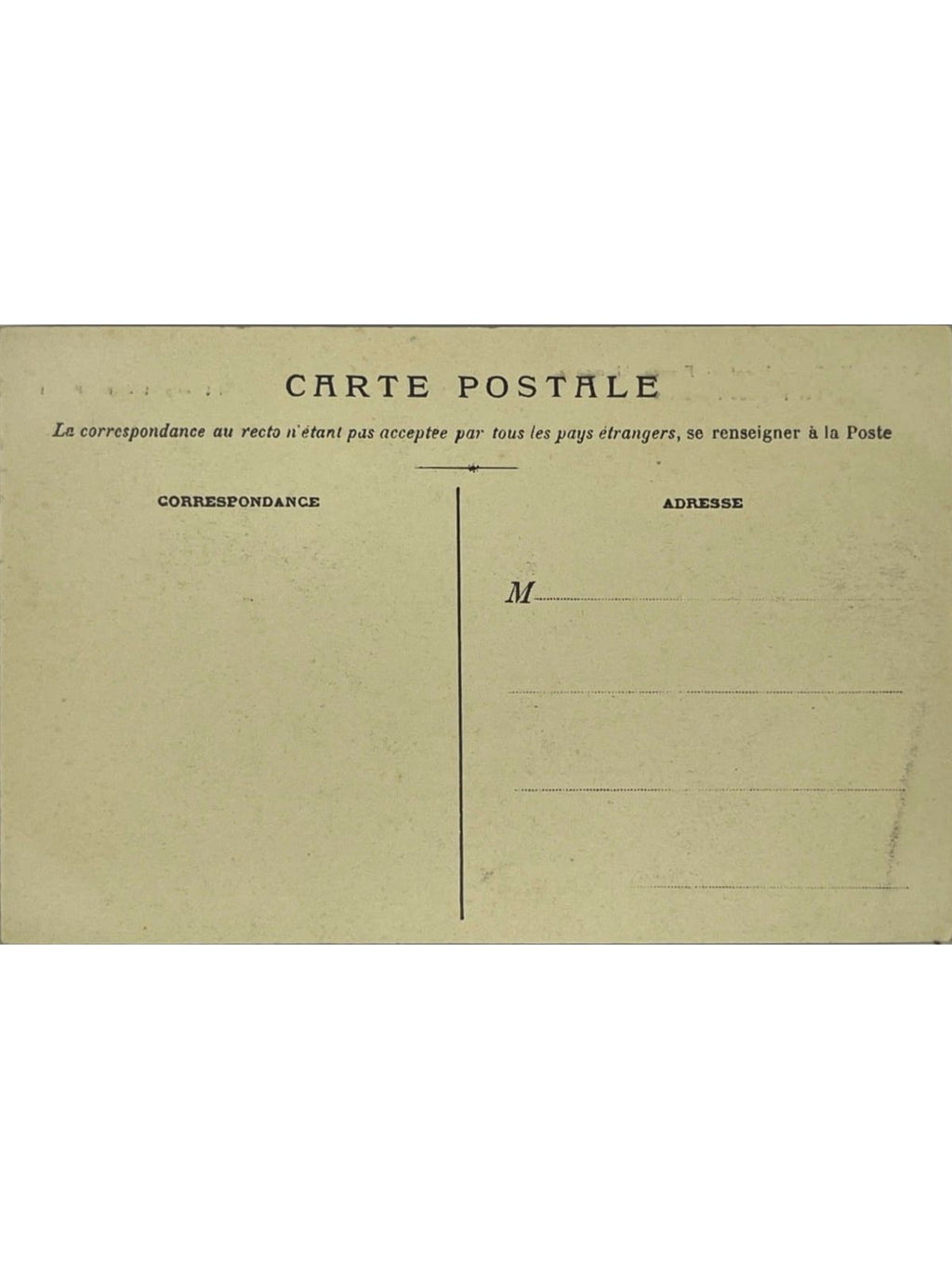 Verso de la carte postale