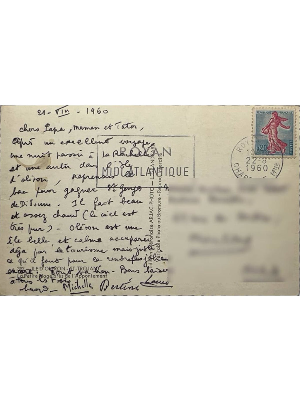Verso de la carte postale