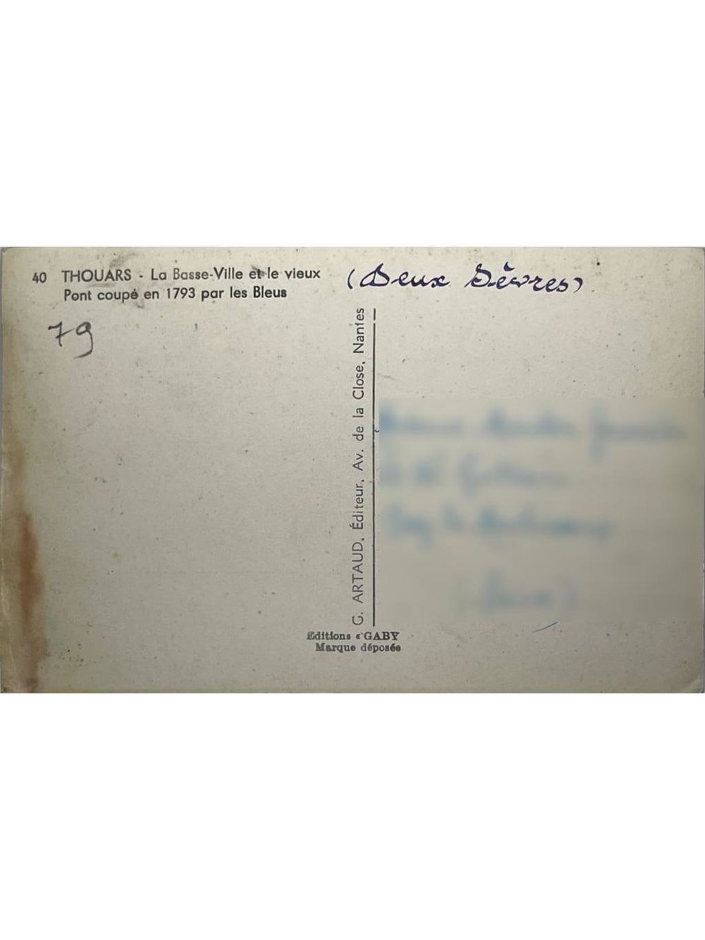 Verso de la carte postale