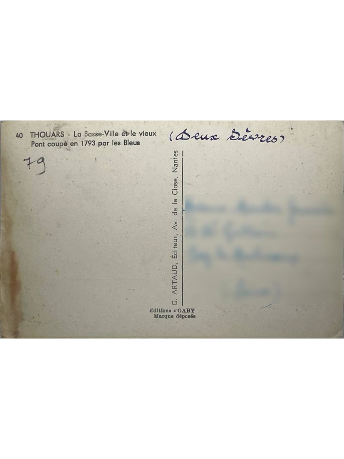 Verso de la carte postale