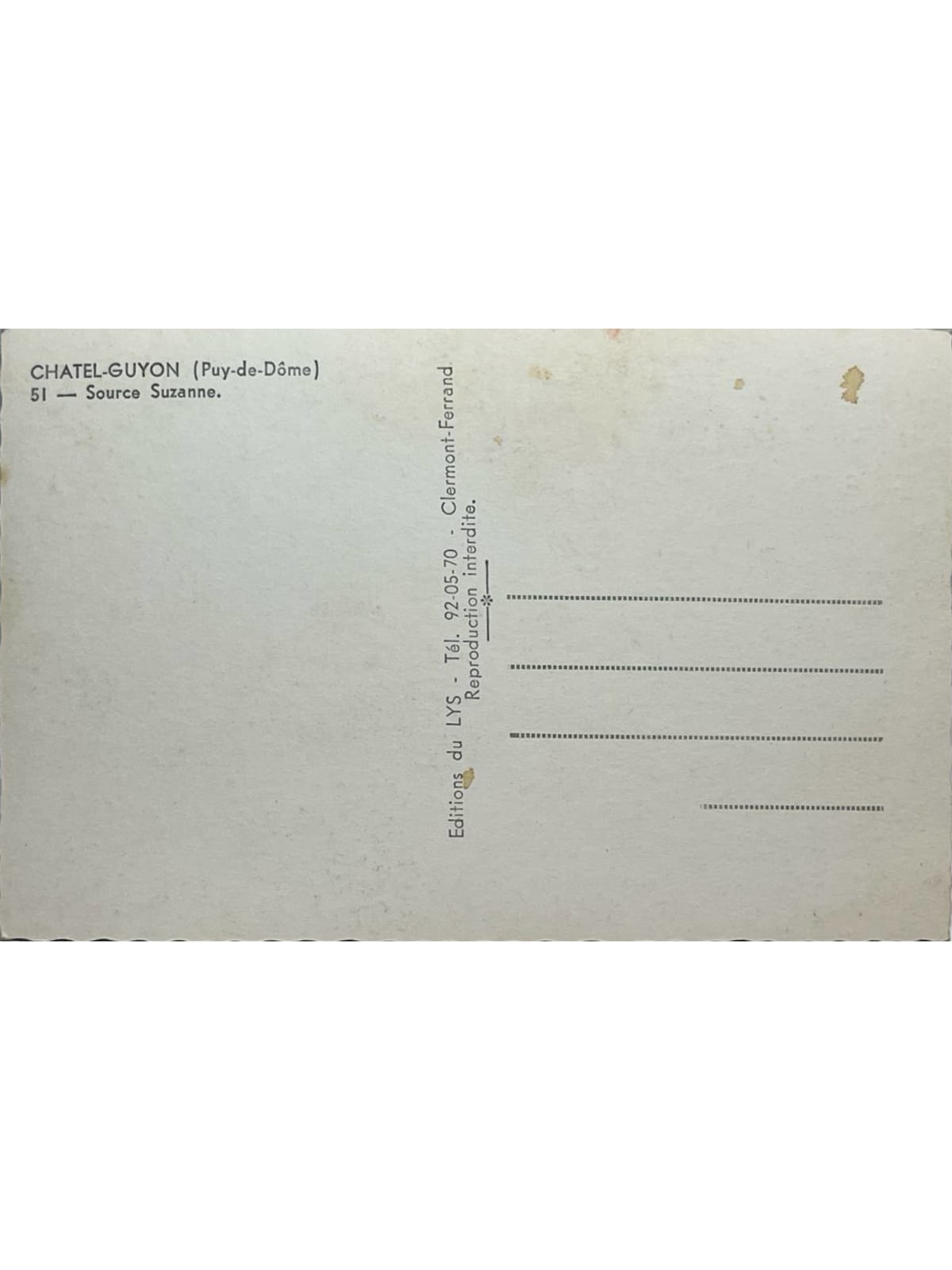 Verso de la carte postale