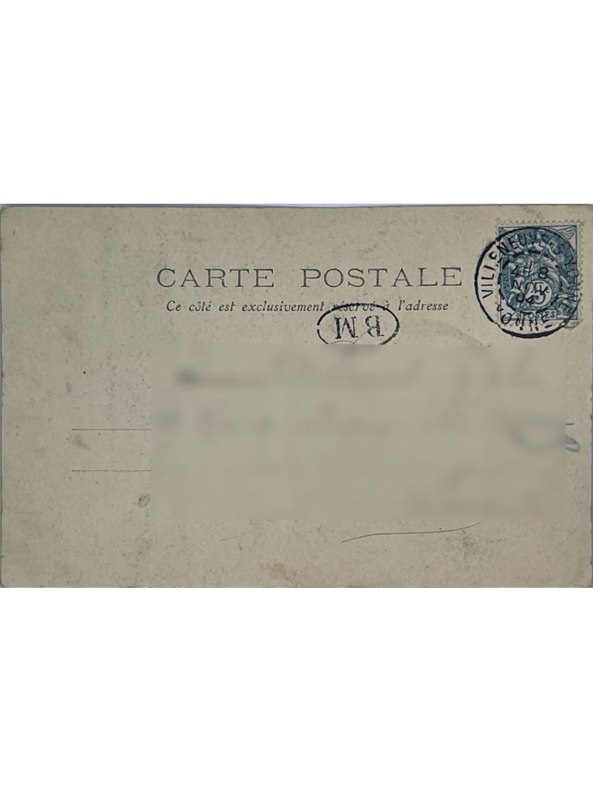 Verso de la carte postale