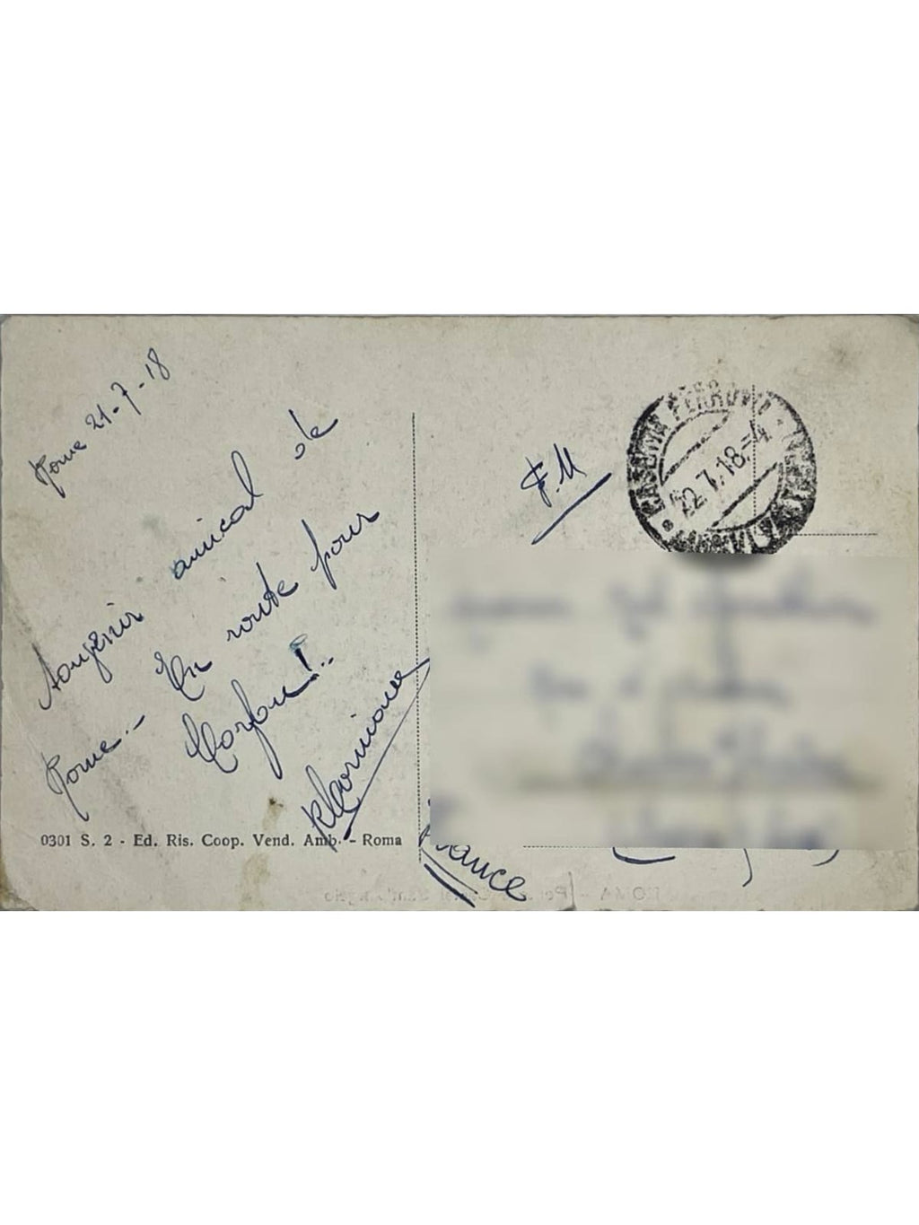 Verso de la carte postale