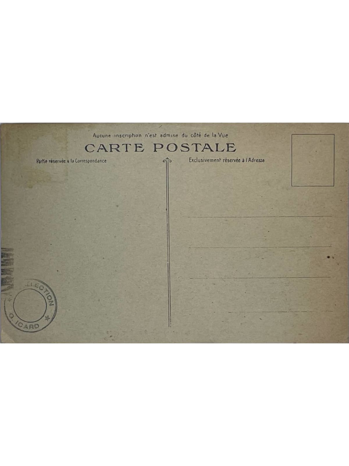 Verso de la carte postale