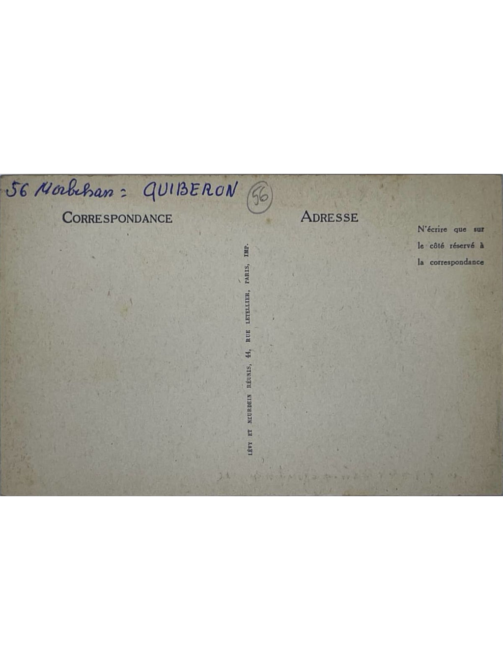 Verso de la carte postale