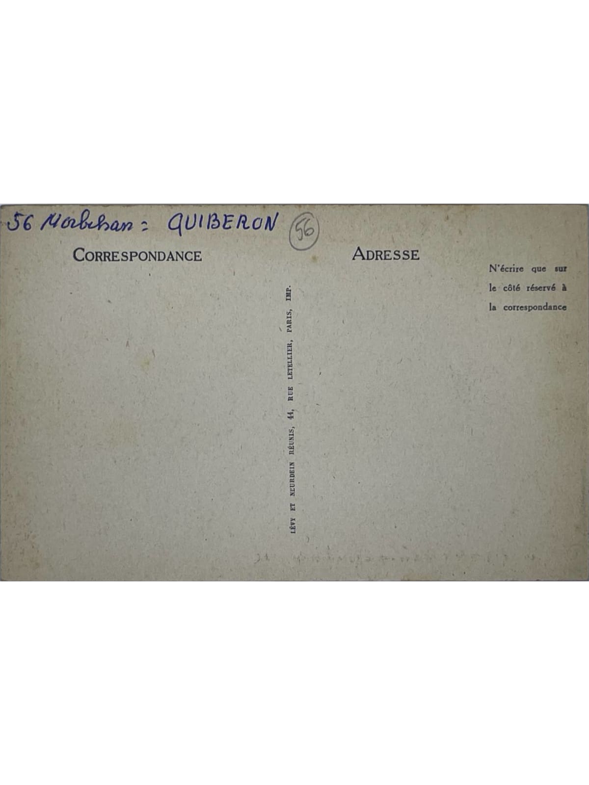 Verso de la carte postale