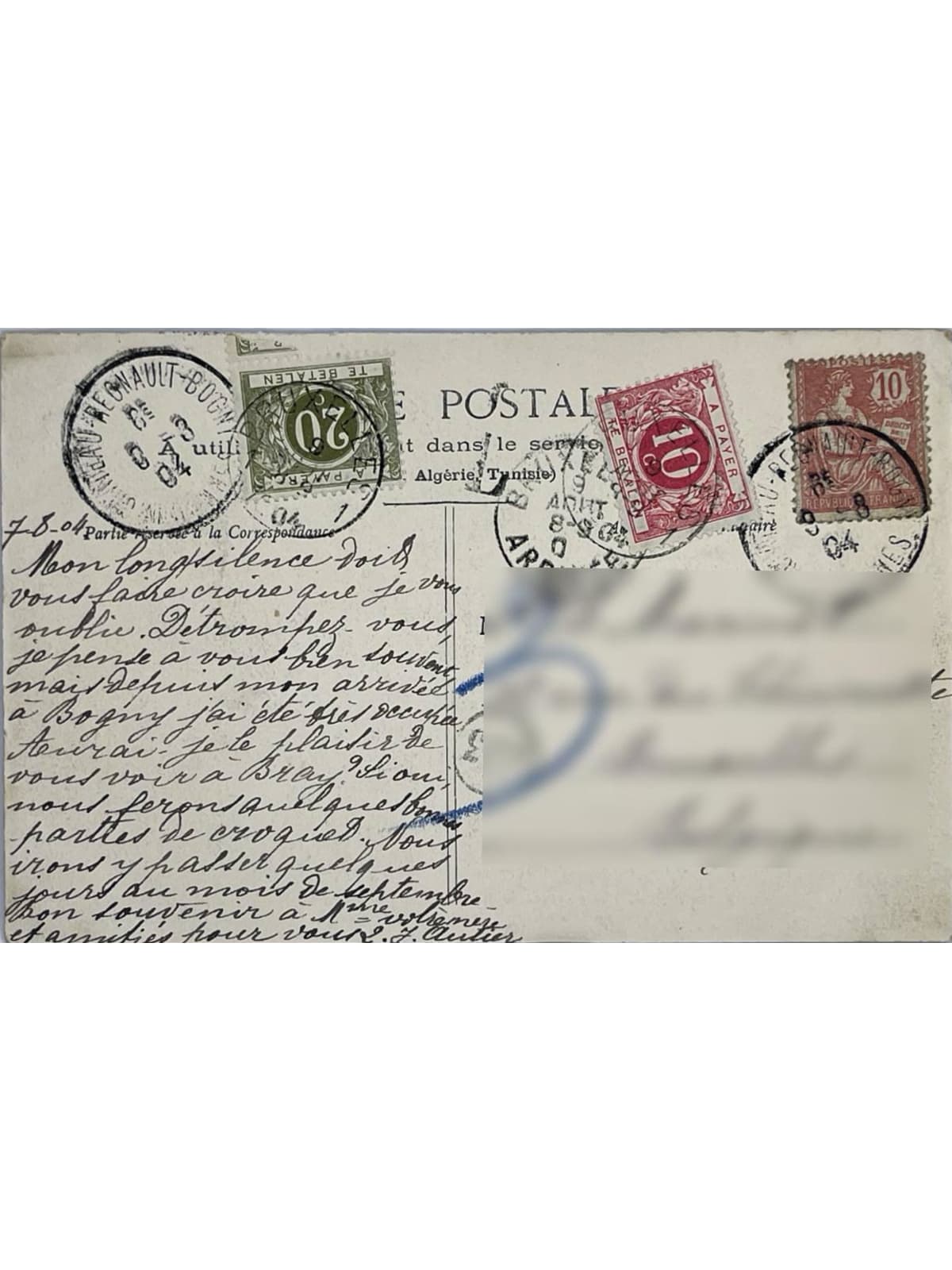 Verso de la carte postale