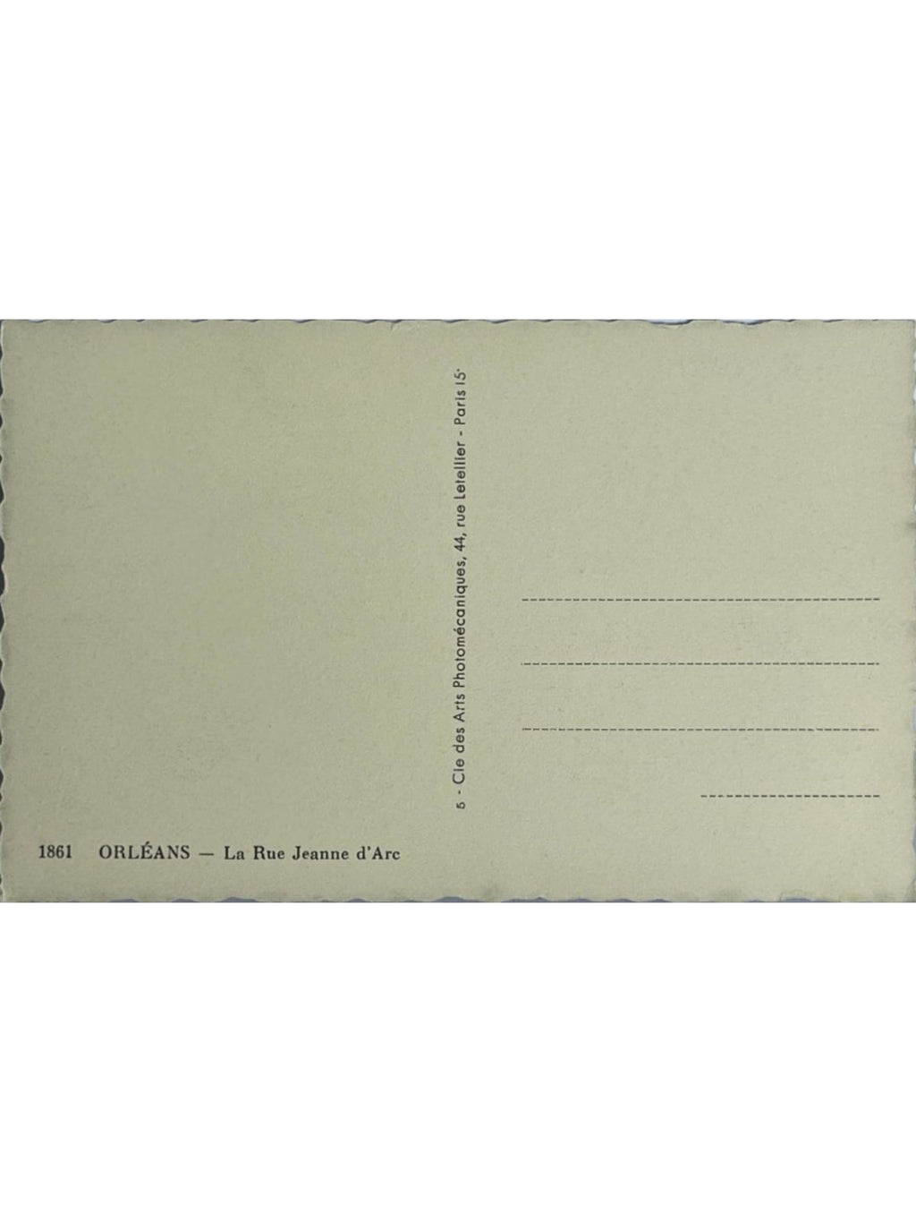Verso de la carte postale