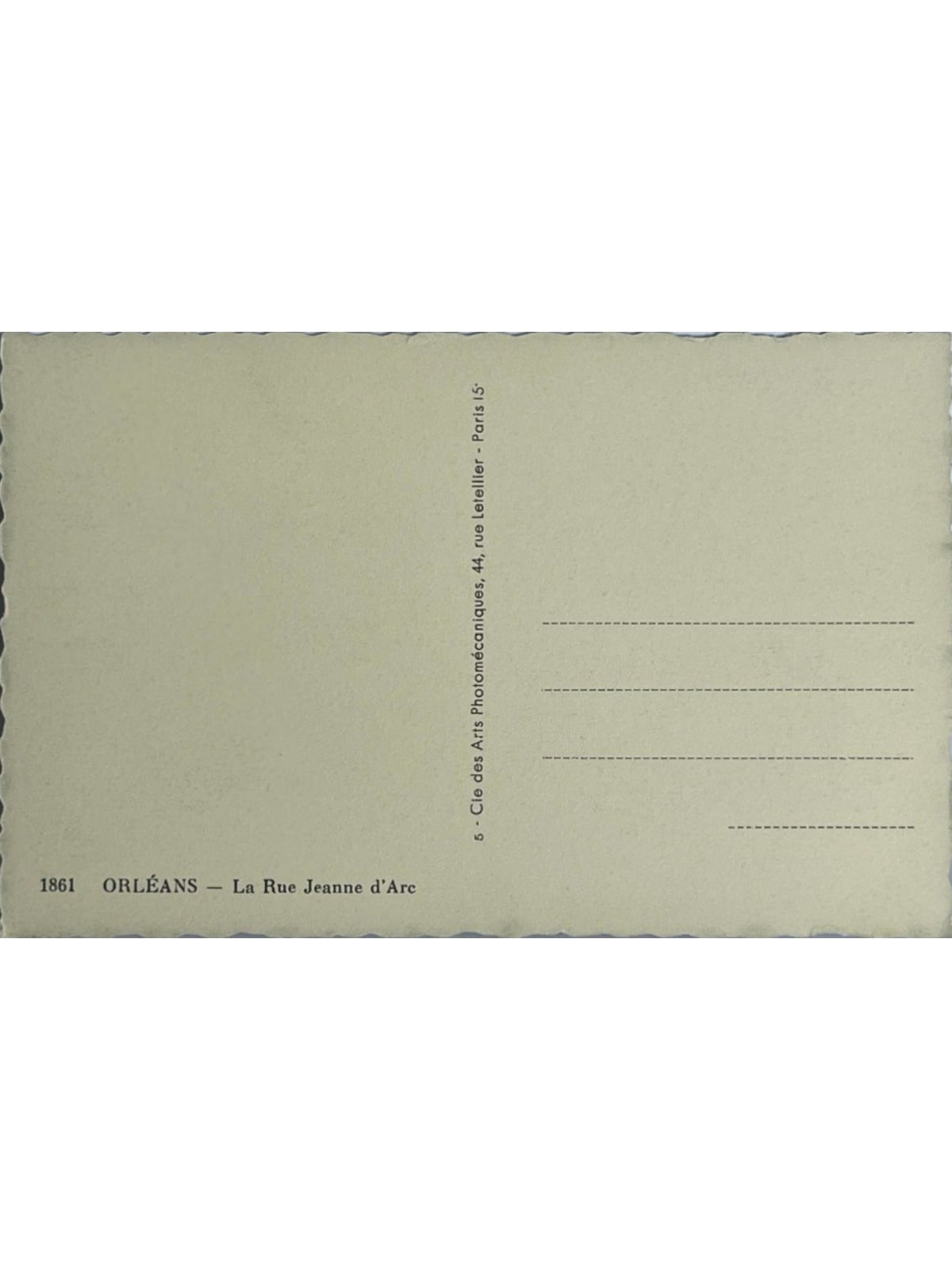 Verso de la carte postale