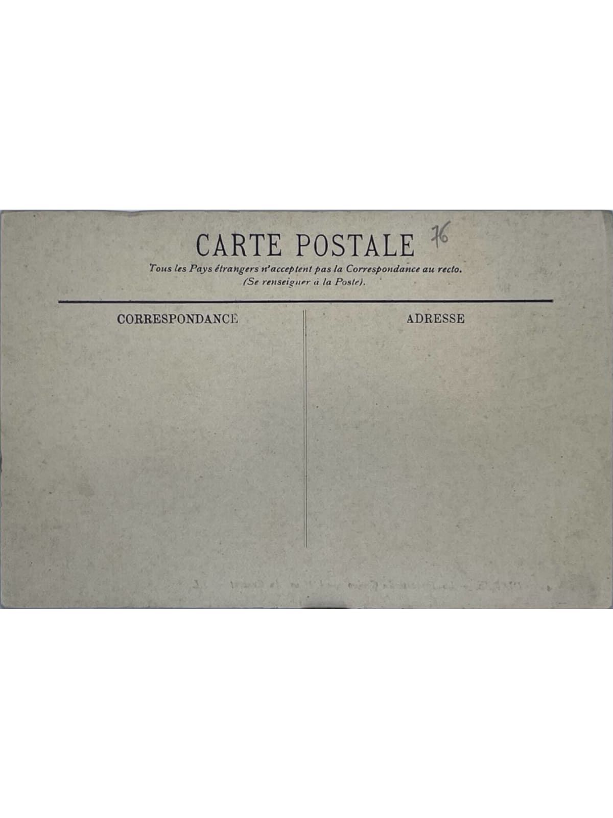 Verso de la carte postale