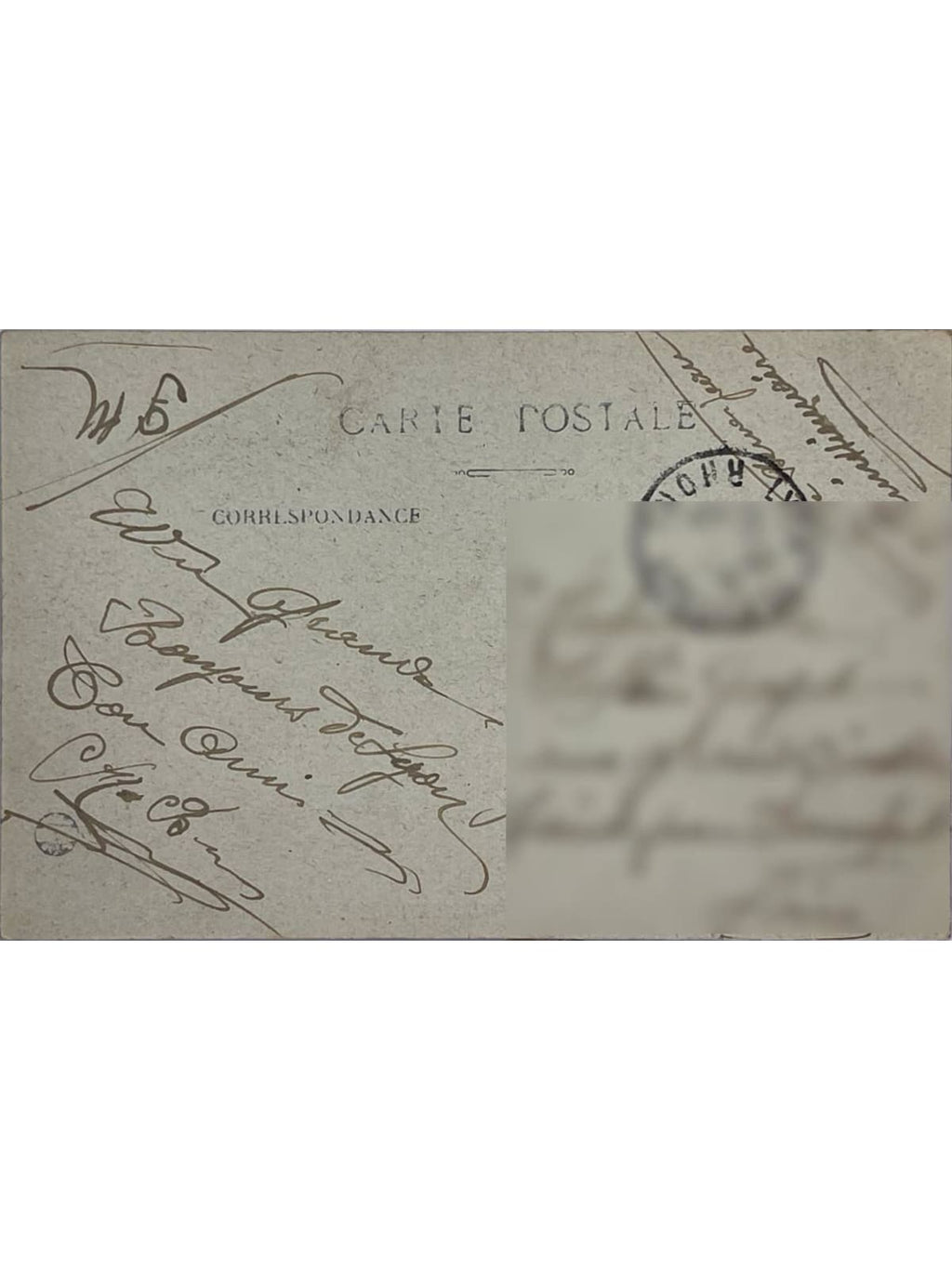 Verso de la carte postale
