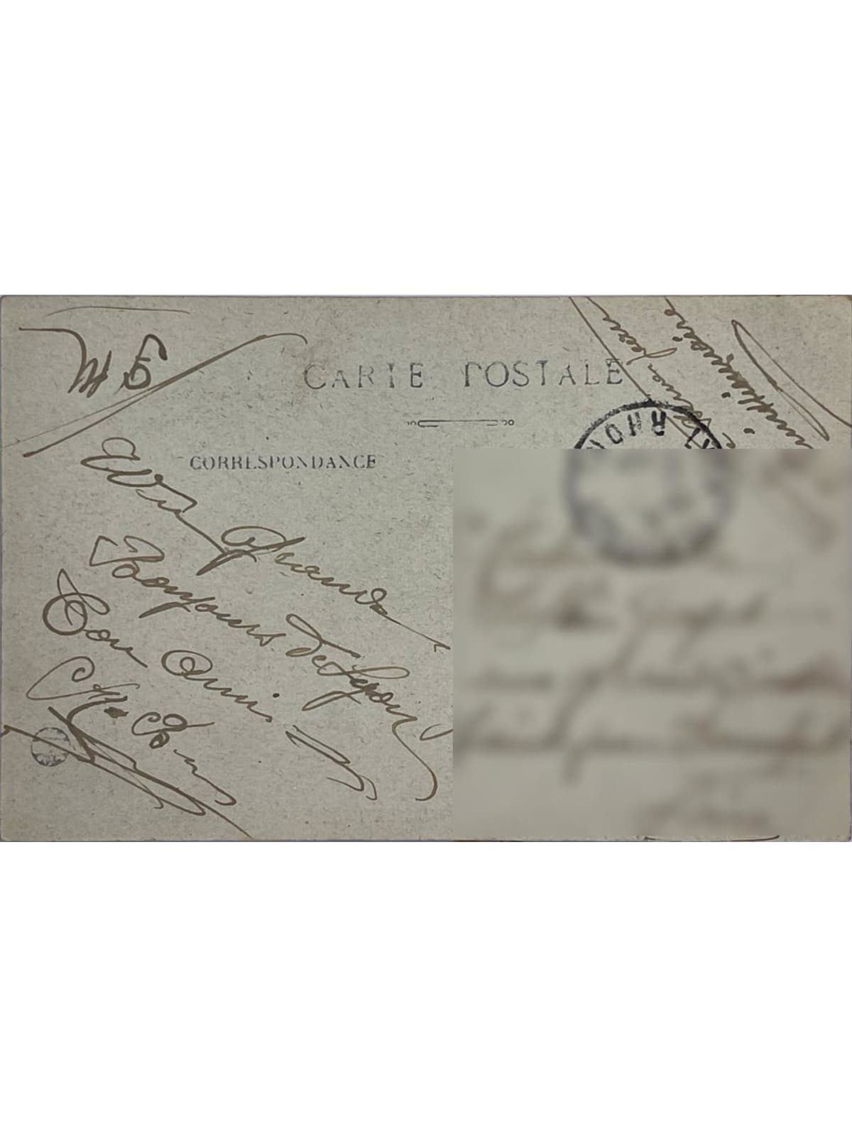 Verso de la carte postale