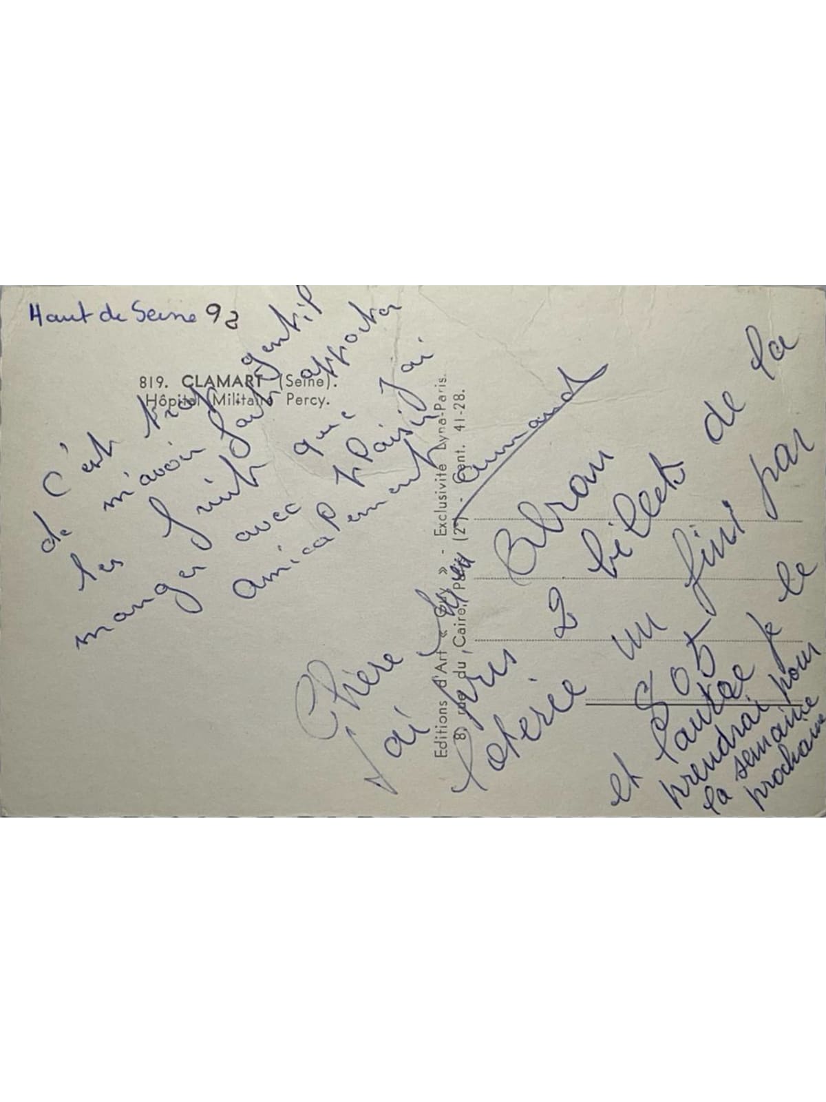 Verso de la carte postale