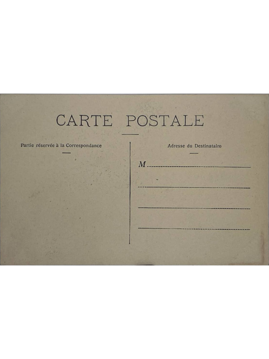 Verso de la carte postale