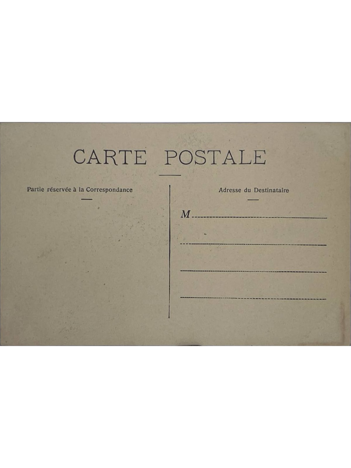 Verso de la carte postale