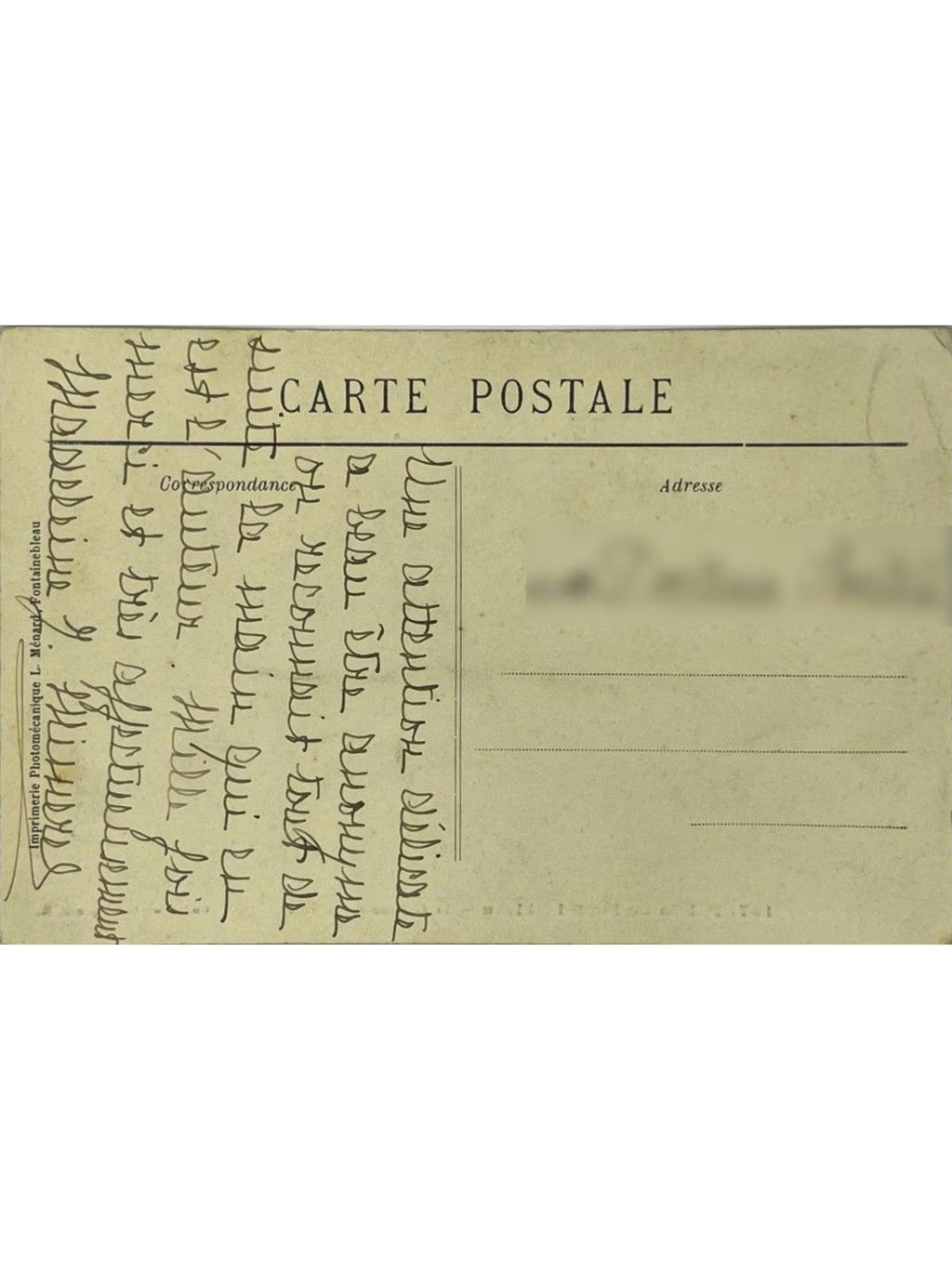 Verso de la carte postale