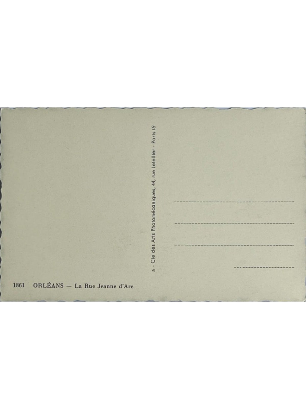 Verso de la carte postale