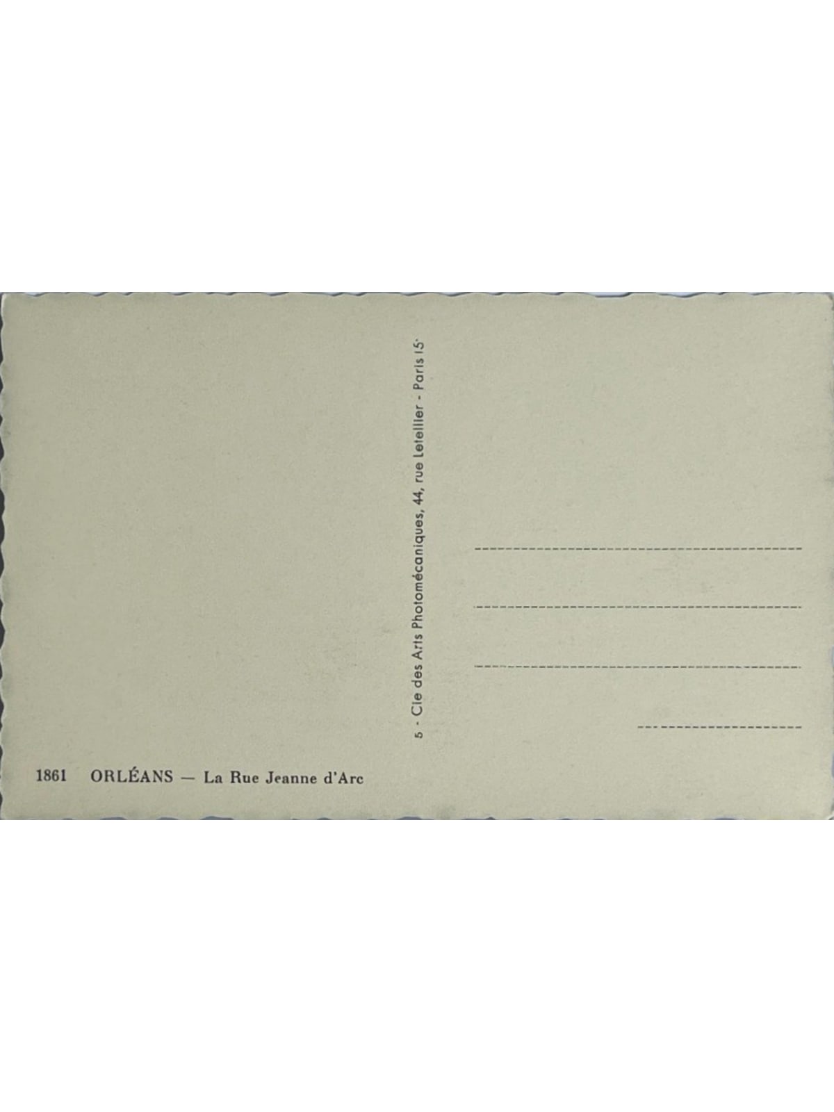 Verso de la carte postale