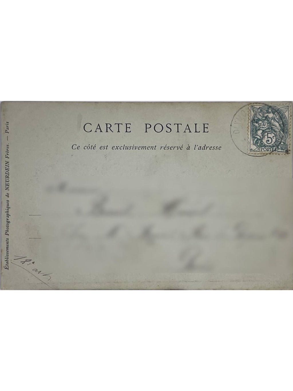 Verso de la carte postale