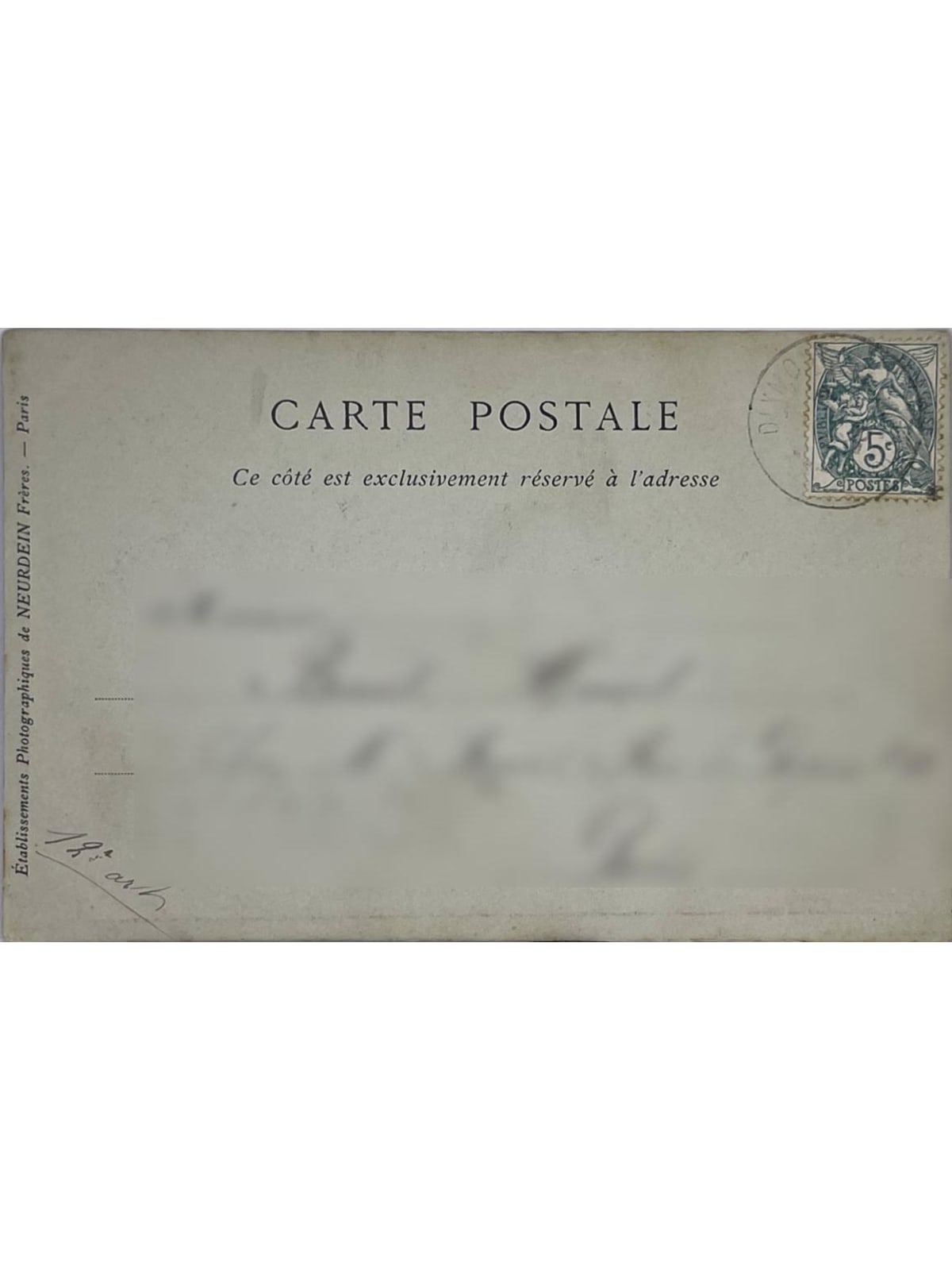 Verso de la carte postale