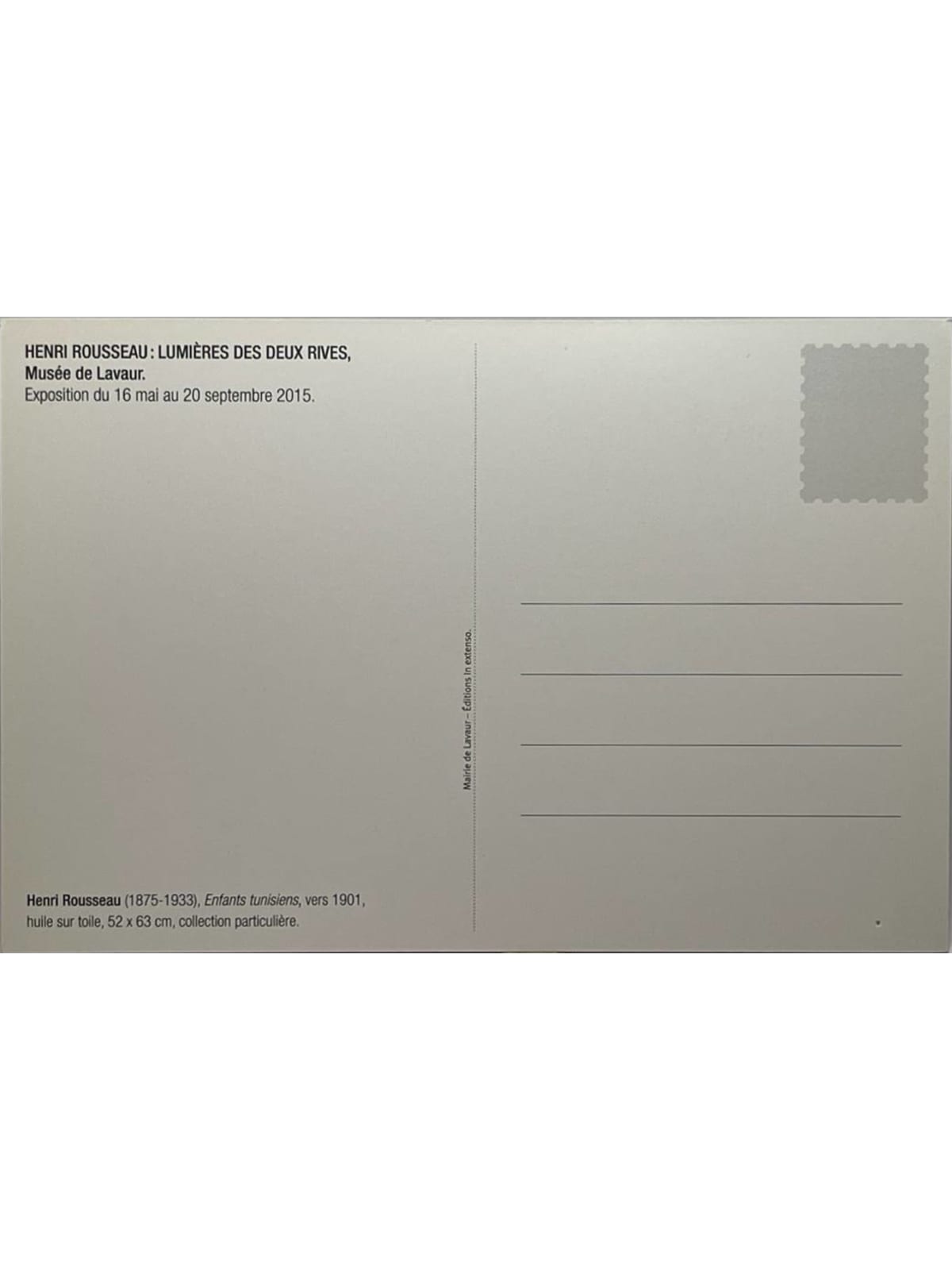 Verso de la carte postale