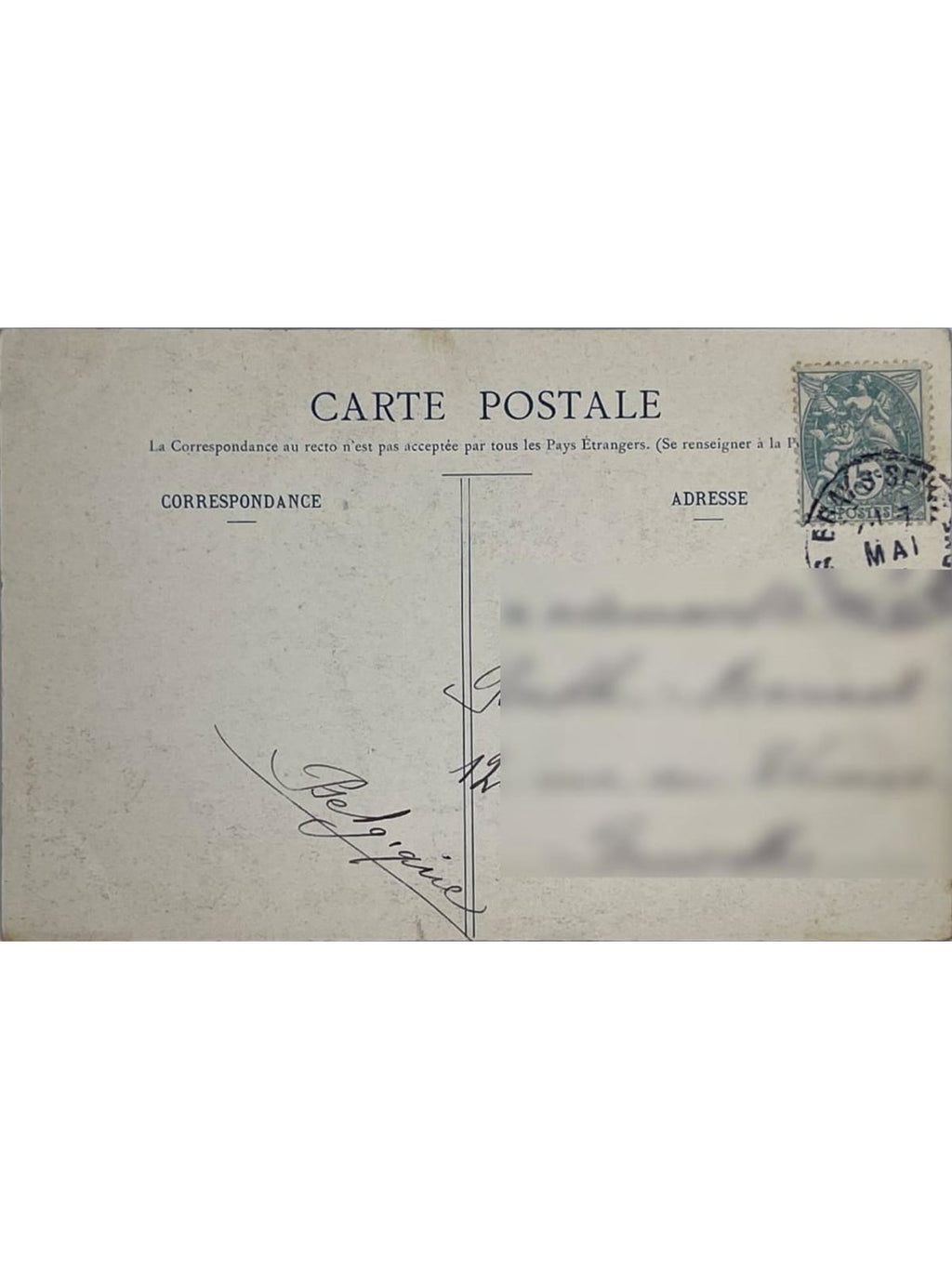 Verso de la carte postale
