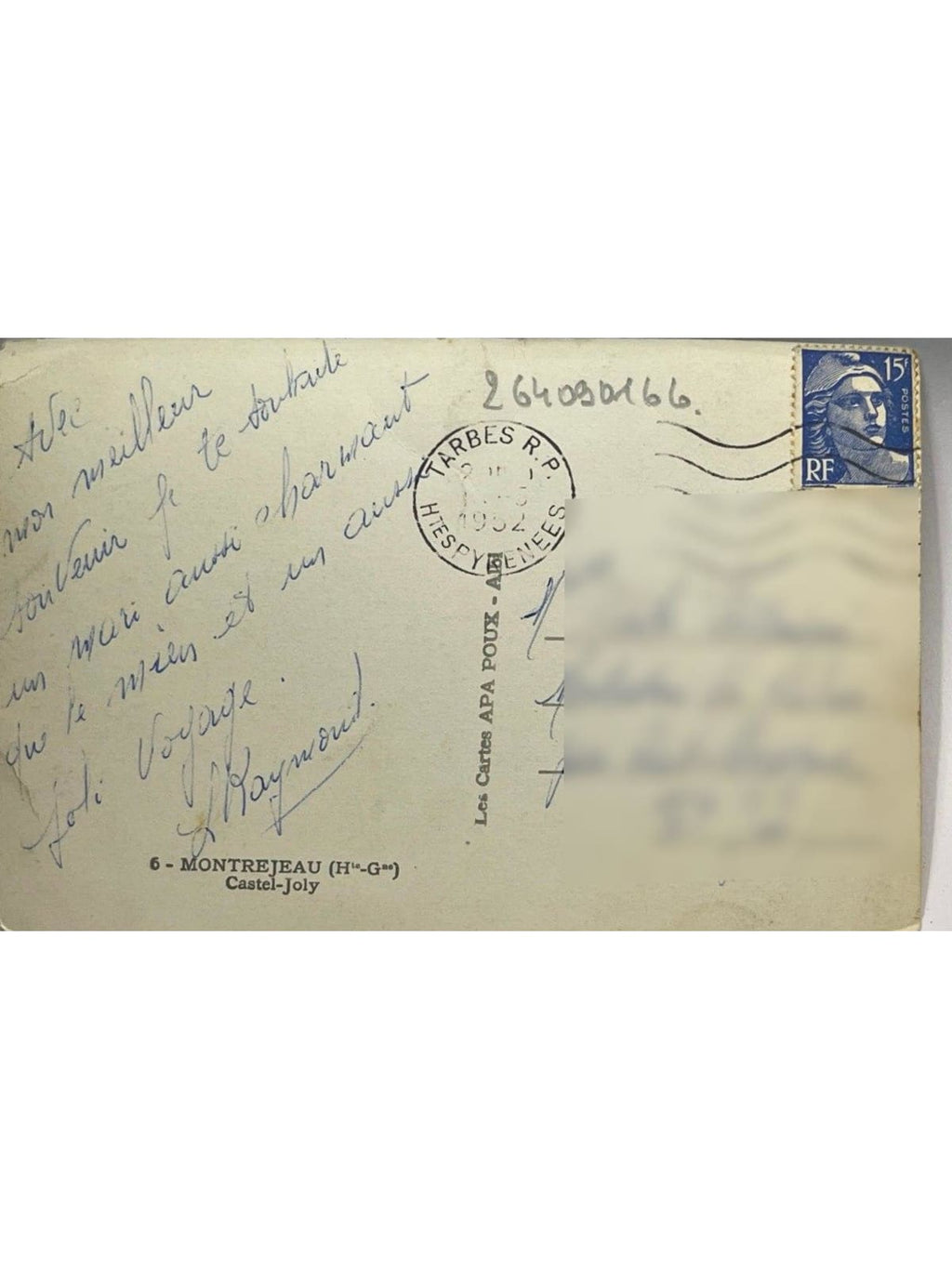 Verso de la carte postale