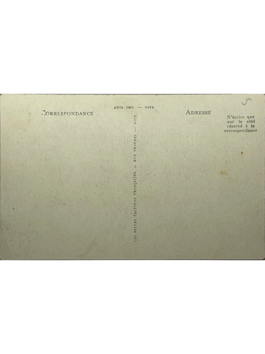 Verso de la carte postale