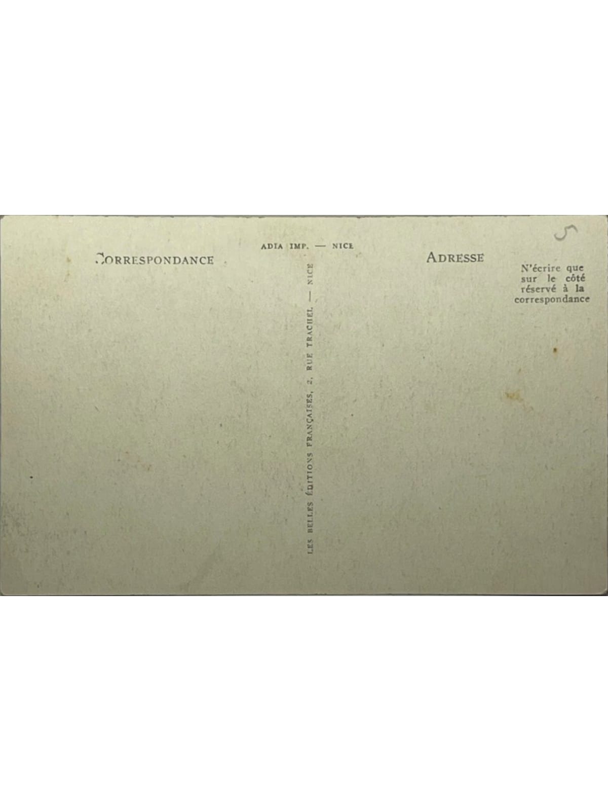 Verso de la carte postale