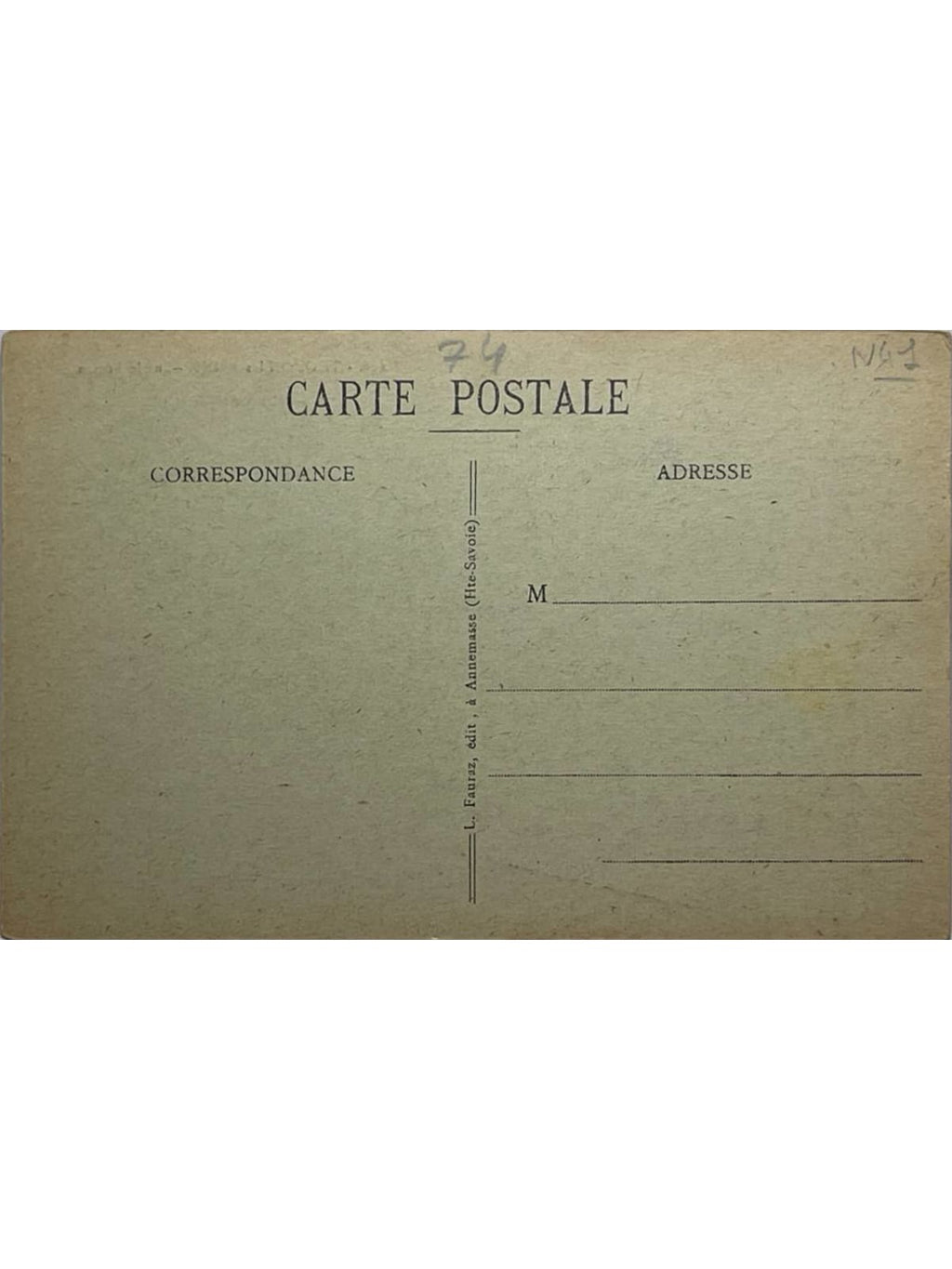 Verso de la carte postale