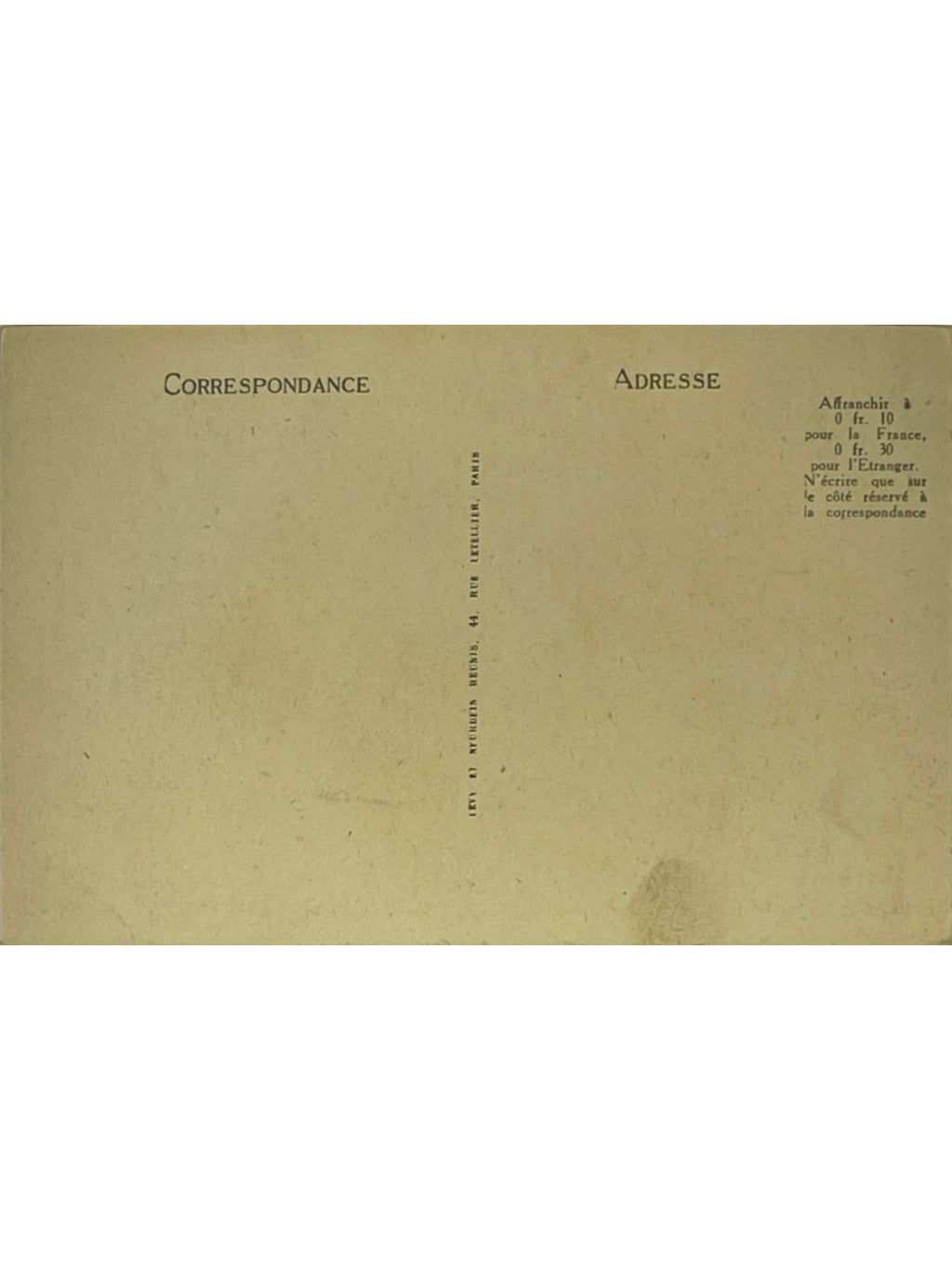 Verso de la carte postale