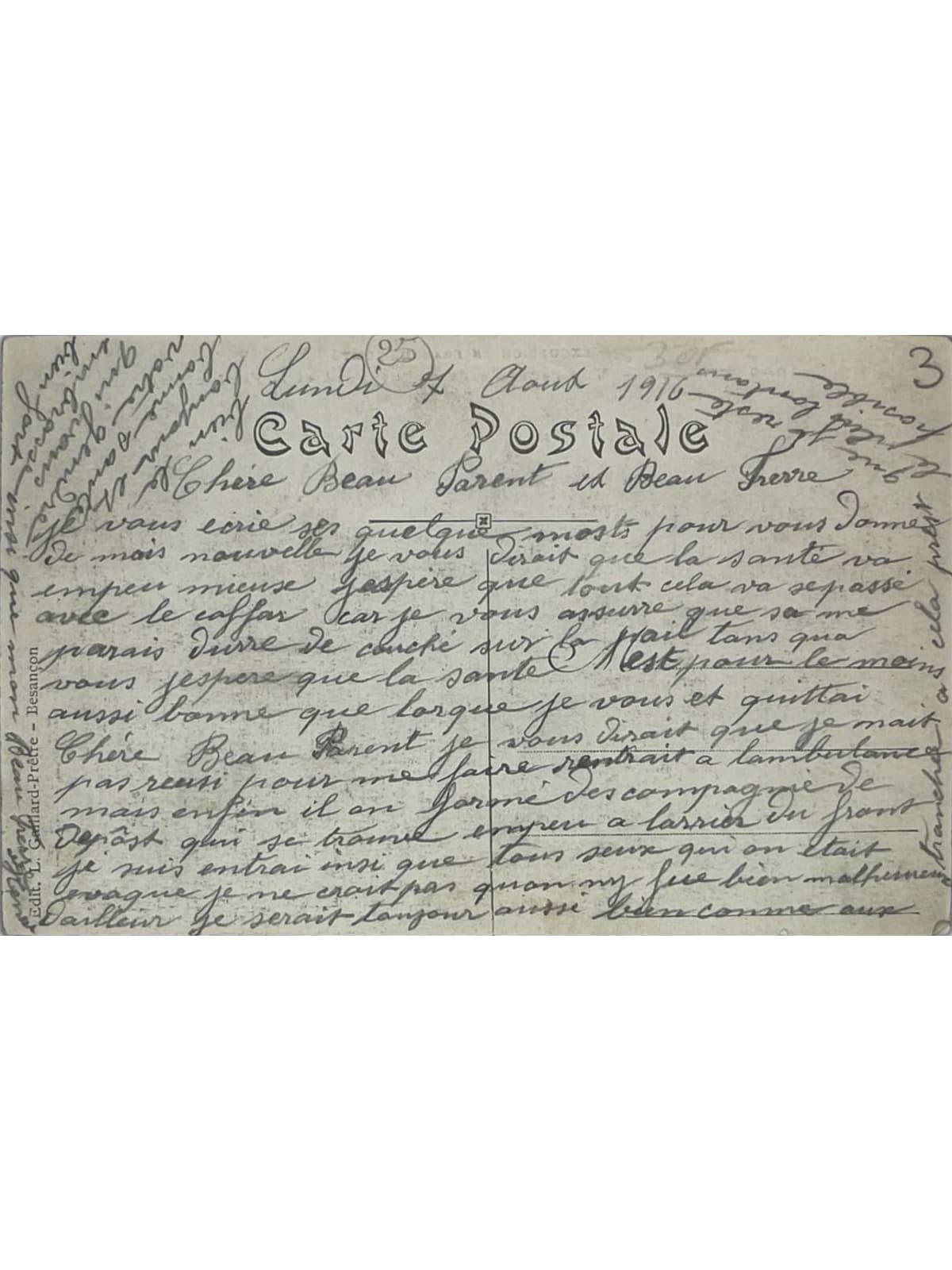 Verso de la carte postale