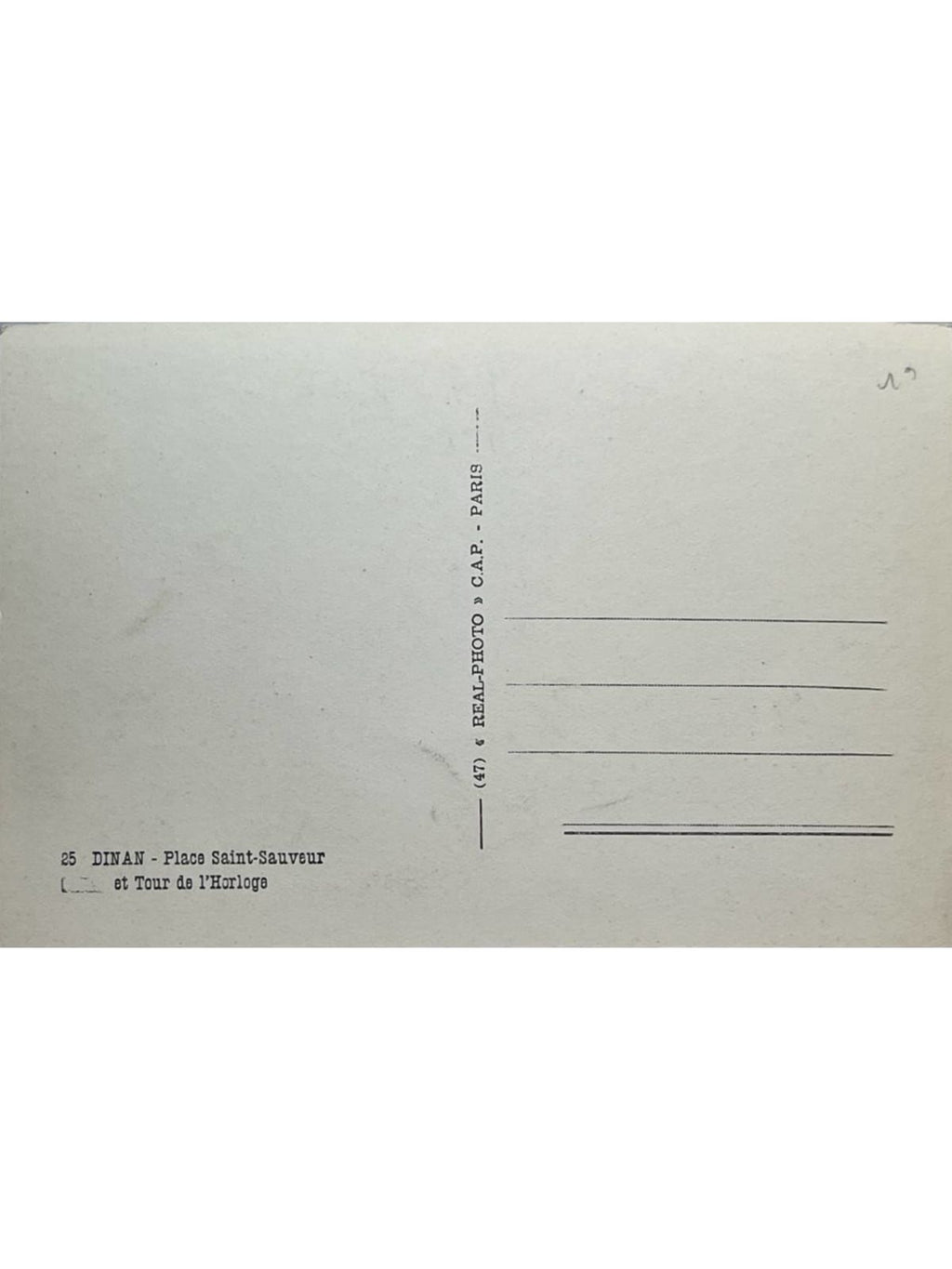 Verso de la carte postale