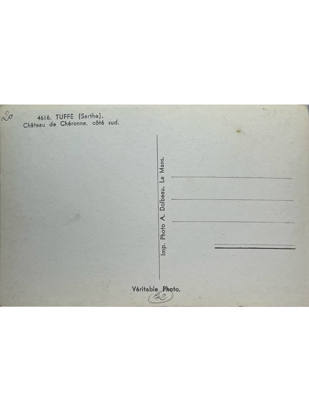 Verso de la carte postale