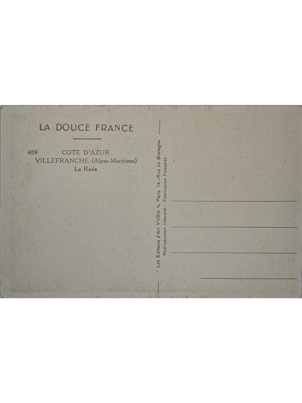 Verso de la carte postale