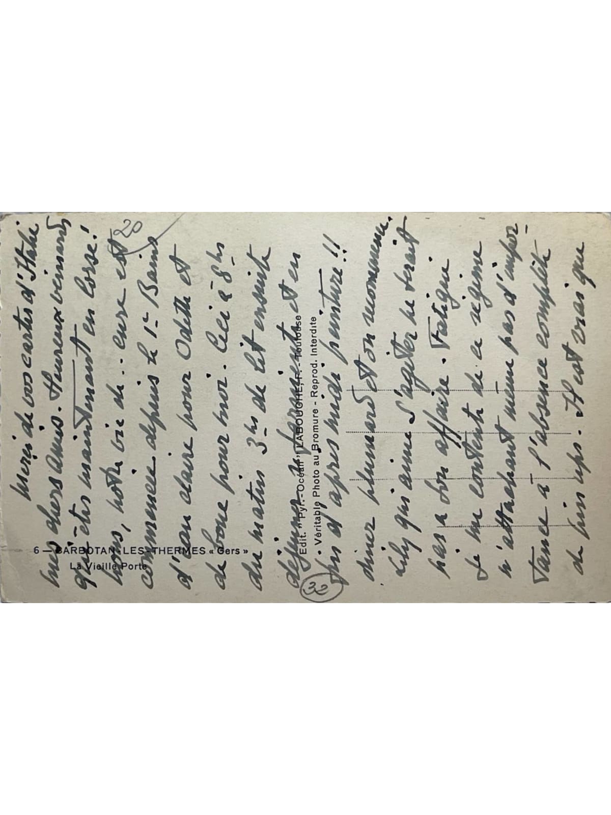 Verso de la carte postale