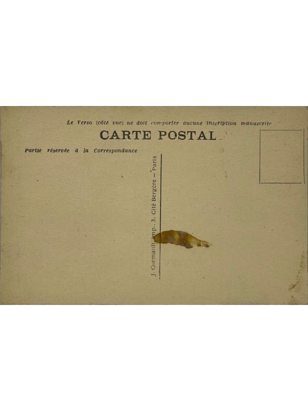 Verso de la carte postale